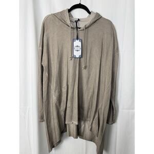 NWT Tempo Paris Hooded Asymmetrical Tunic Size S/M Taupe Made in Italy Oversized